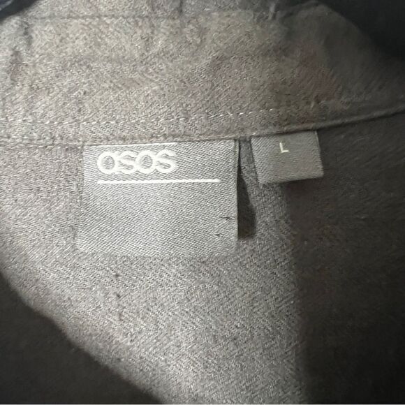 ASOS Men’s Long Sleeve Linen Cotton Blend Green Button Down Shirt Size Large - Picture 3 of 6